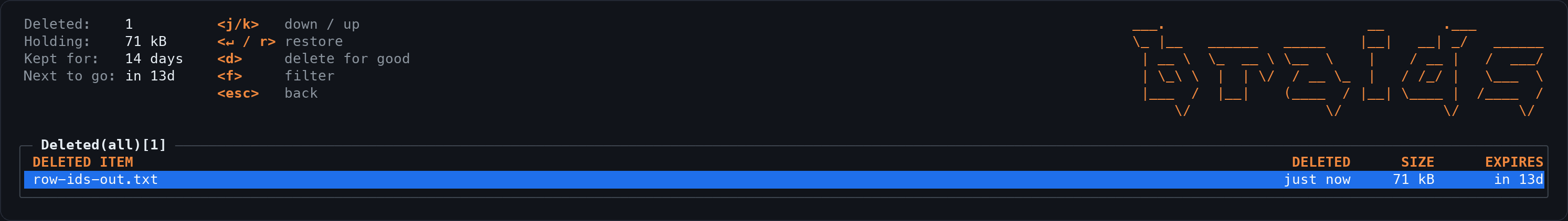 braids: the bin screen